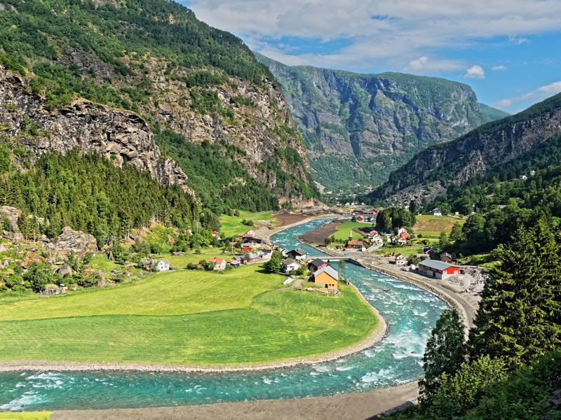 The beautiful fairytale village of Flam in Norway