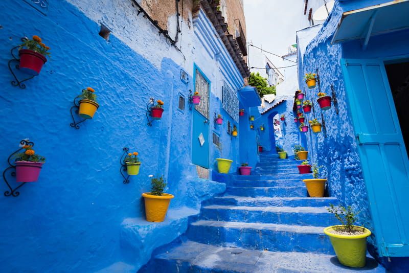 Beautiful blue-washed buildings of Chefchaouen in Morocco