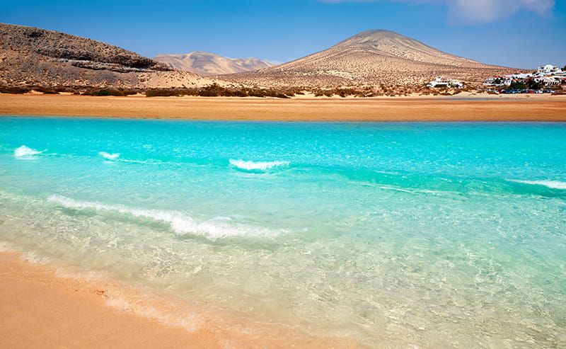Beautiful white-sand beach in Fuerteventura