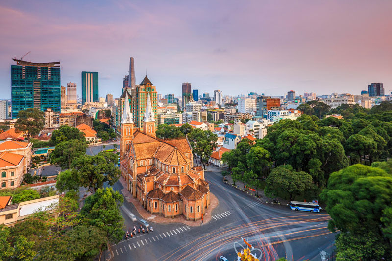 The bustling city of Ho Chi Minh City from above