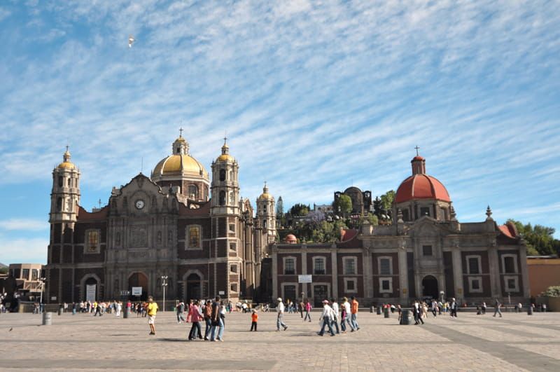 Large plaza and cathedral in Mexico City
