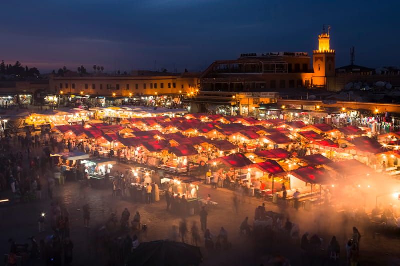 Bustling souk in the heart of Marrakech