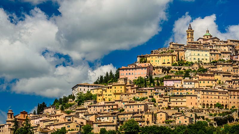 Walking holiday in the mountain town of Trevi in Umbria in Italy