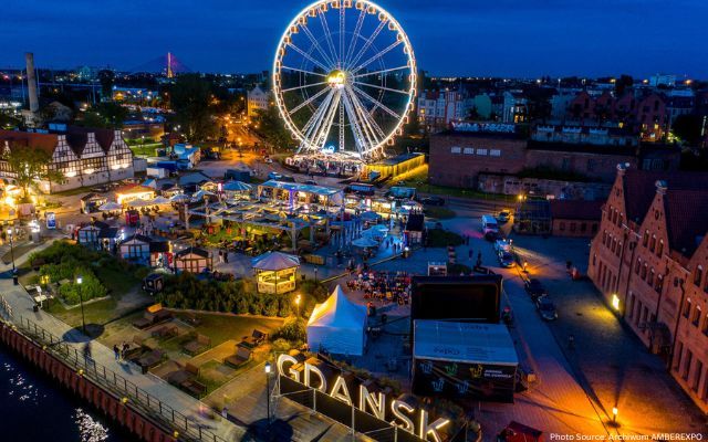 Gdansk St Dominic fair by night Poland