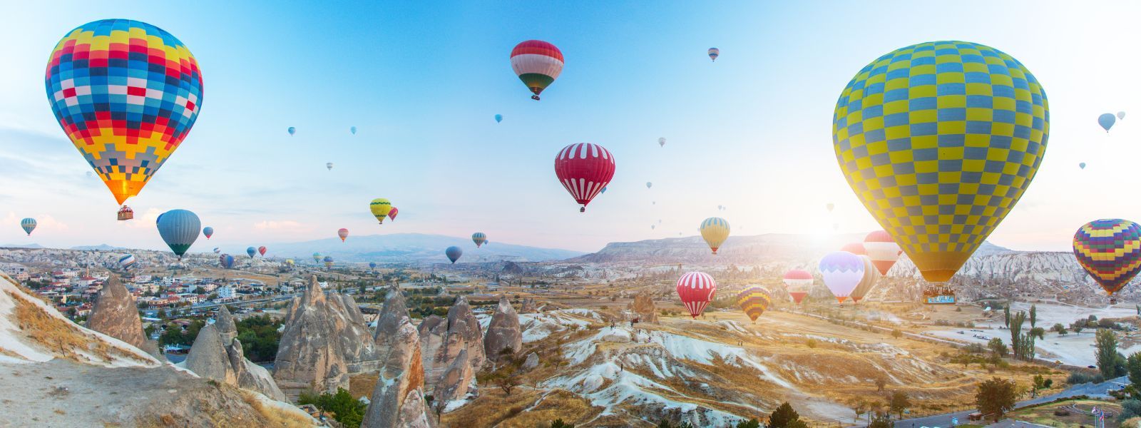 The beginning of a hot air balloon festival in Cappadocia Turkey