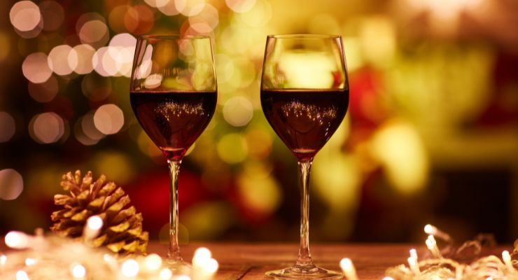 Wine glasses during festive seasons
