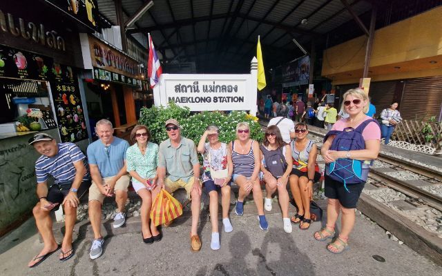 group outside Maeklong station Thailand