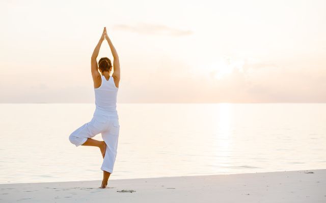 woman in a yoga position